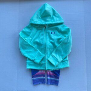Under Armour Hoodie Set Purple Teal Girls 3T Activewear Matching Cozy Fit